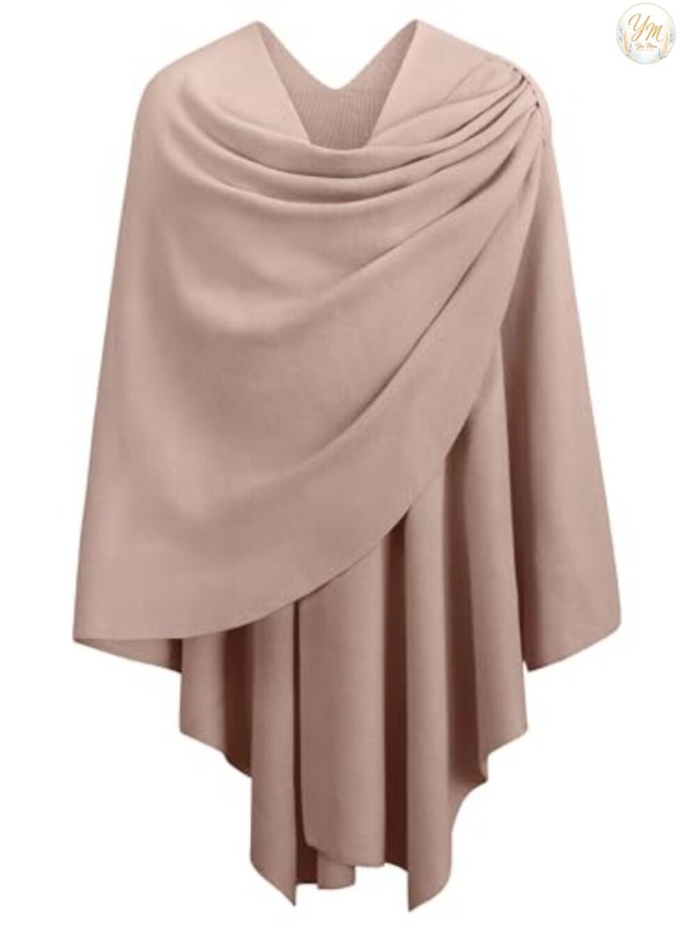 Women's Viscose Blend Cross Front Poncho Shawl Wrap with Button